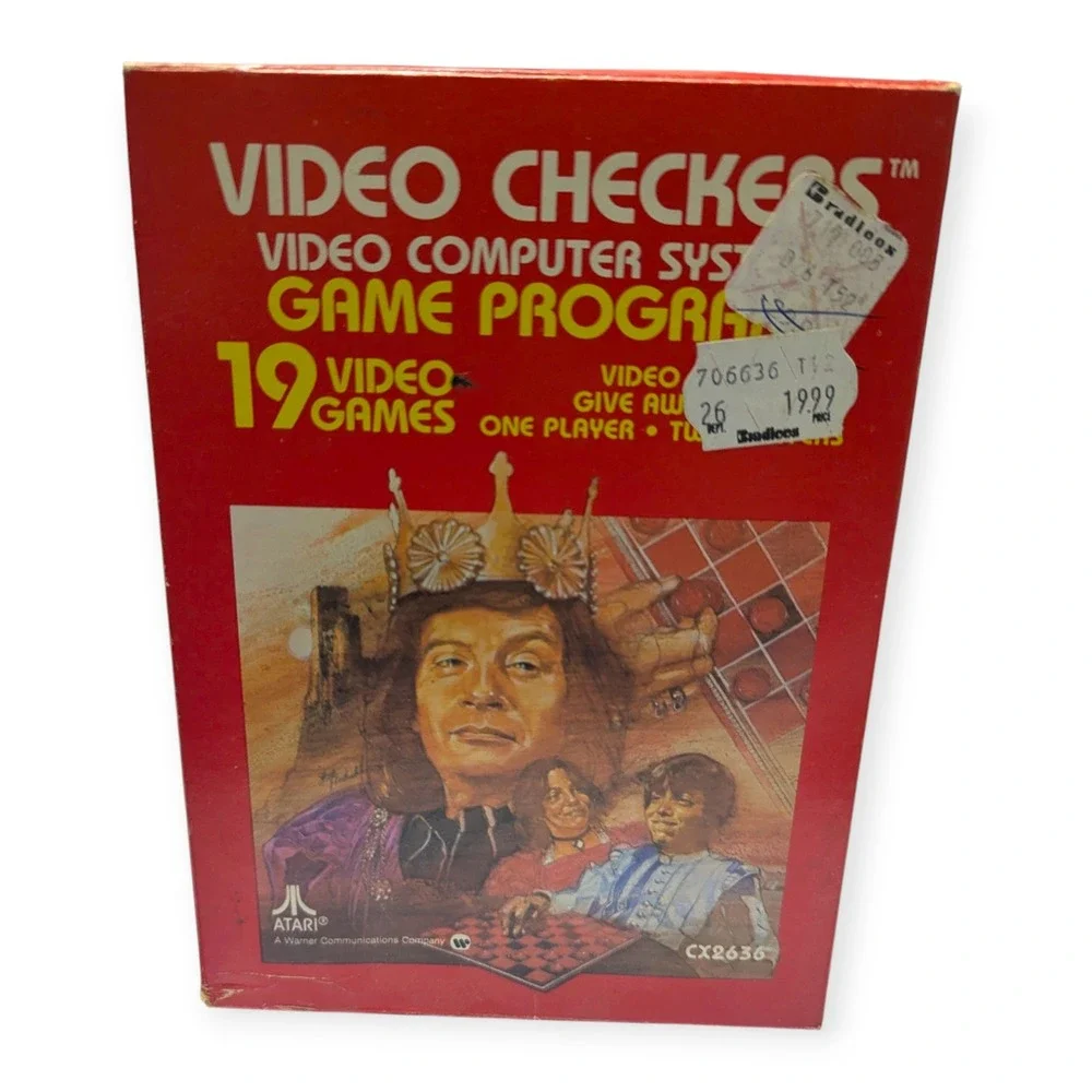 Atari 2600 Video Checkers CX2636 Game Cartridge CIB with Manual‎ and Catalog